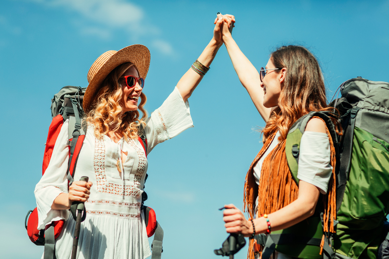 Women hiking in nature